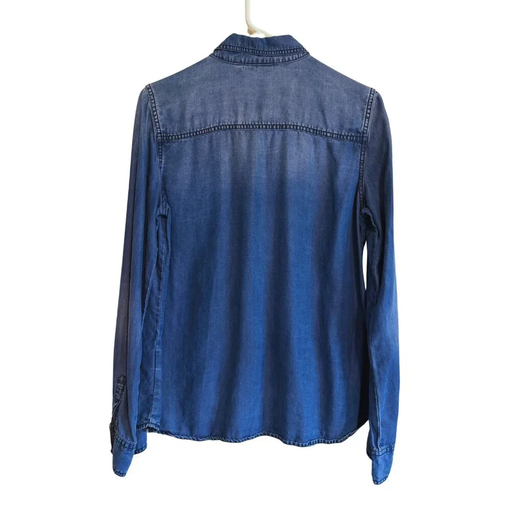 Halogen Chambray Denim Button Down Shirt Medium - Picture 3 of 6